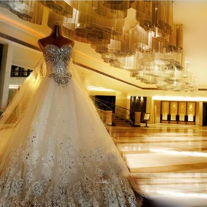 Luxurious Crystals Tulle Wedding Dresses..
