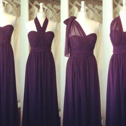 Purple Chiffon Prom Dresses Floor Length Women..