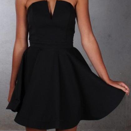 Black Mini Chiffon Dresses Straples Short Women..